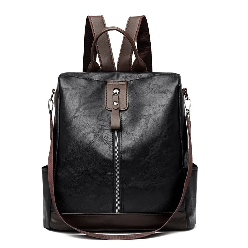 Fashion Anti-Theft Women's Backpack - High-Quality PU Leather, Large Capacity, Travel Shoulder Handbag