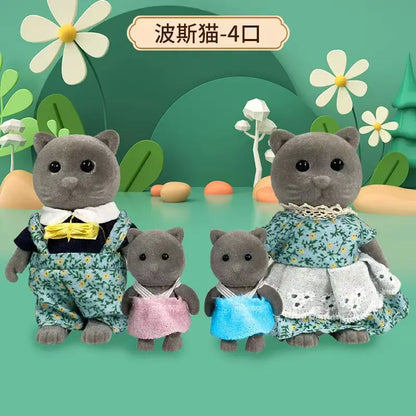 Simulation Forest Rabbit Family Playset – Mini DIY Rabbit & Bear Figure Toys for Kids Gifts