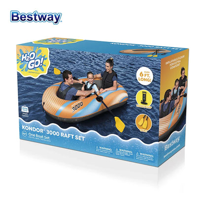 Bestway 61136/61140/61142/61146 Heavy-Duty Inflatable Kayak – 1-3 Person PVC Rafting Boat for Adventure & Thrilling Rides