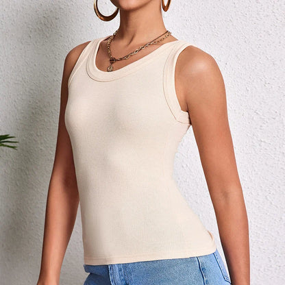 Women’s Solid Suspender Vest Top – Round Neck Sleeveless Sexy & Comfortable Fashion Tank for Women & Teens (1/3 Pack)