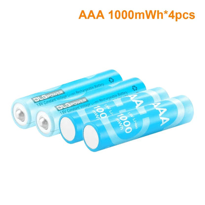 DLGPOWER 1.5V AA/AAA Rechargeable Lithium Batteries with Charger – for Camera, Electric Toy, Remote Control, Game Controller