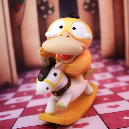 Pokemon Psyduck Rocking Horse Figure – GK Anime Desktop Decoration, Collectible Doll Statue, Holiday Gift
