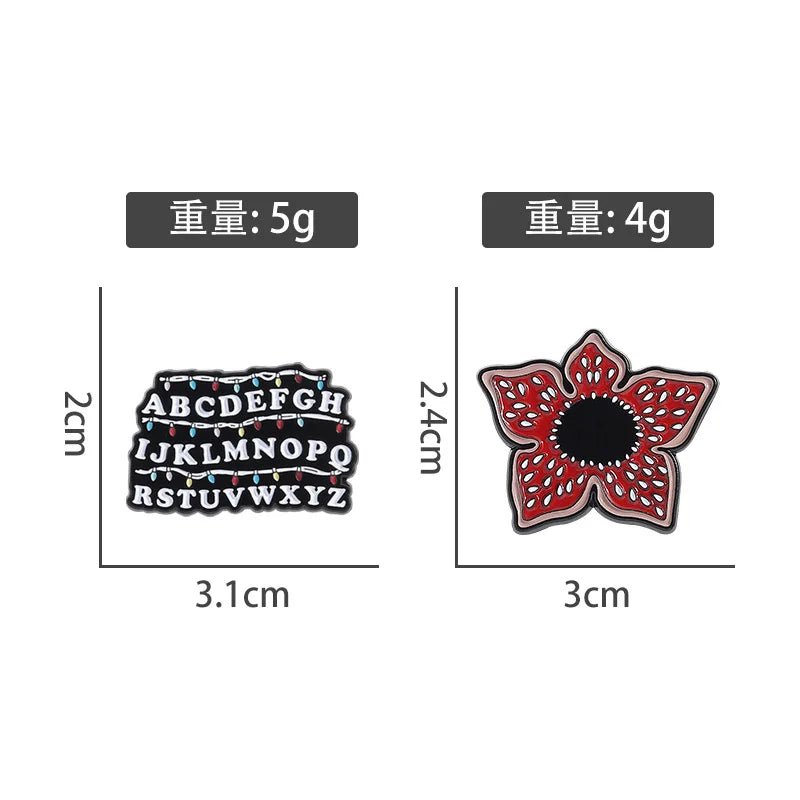 Fantasy Horror Movie Brooch Set - 3-Piece Enamel Pins with Piranha Plant & Letter Designs