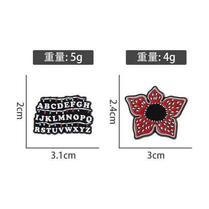 Fantasy Horror Movie Brooch Set - 3-Piece Enamel Pins with Piranha Plant & Letter Designs
