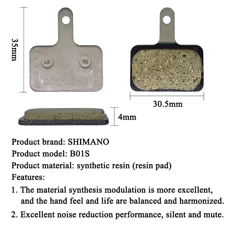 Shimano B01S Resin Brake Pads for MT200, M395, M475, M525 - Bicycle Disc Brake Parts