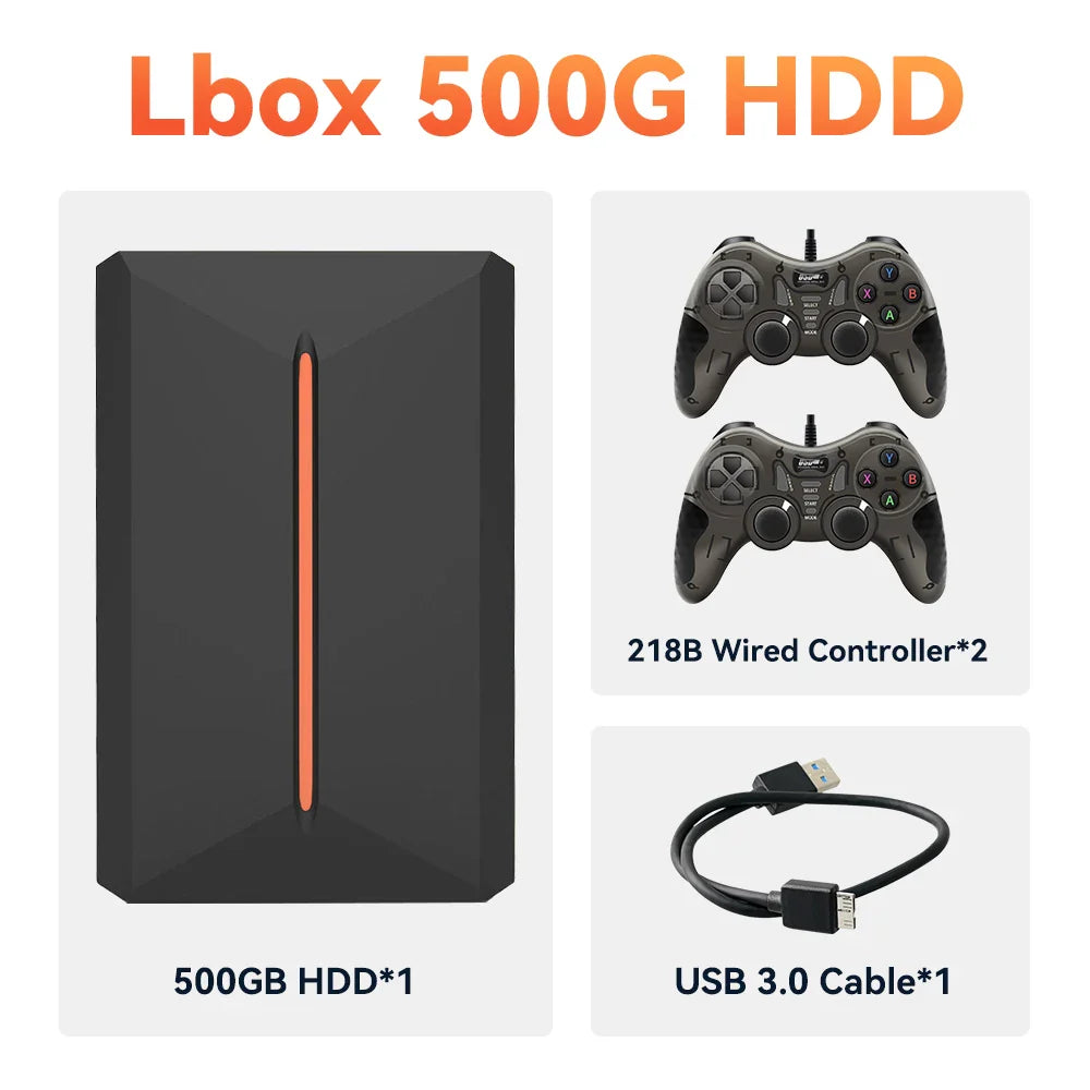 Launchbox 500GB Gaming Hard Drive Emulator for PS4, Switch, GameCube, PS3, PS2, Wii, WiiU with 3700+ 3D & AAA PC Games