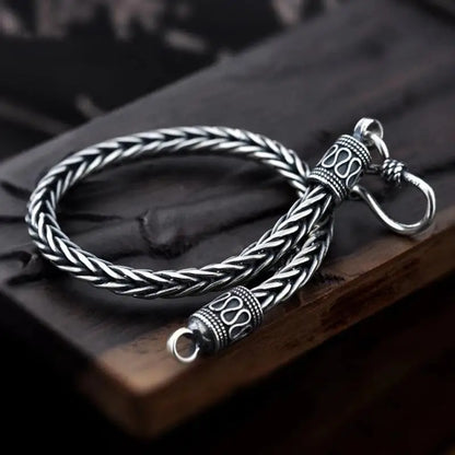 Ethnic Wind Dragon Bracelet – Vintage Silver Plated Cuff Bangle, Motorcycle Riding Charm Jewelry Gift for Men