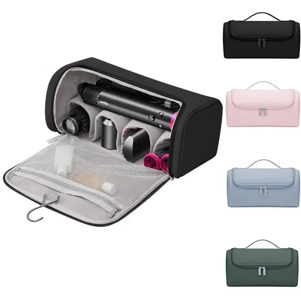 Portable Hanging Hair Dryer Case – Waterproof Non-Slip Storage Bag with Hideable Hook & Large Capacity for Hair Tools