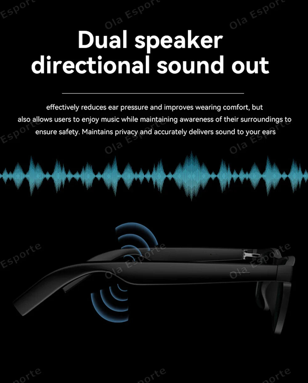 Ola Esporte Smart Glasses — Bluetooth Call Sunglasses, Multi-Functional Anti-Blue Light Wireless Headset for Men and Women