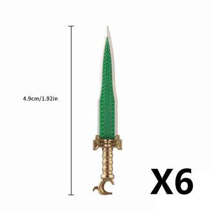 Medieval Figure Weapons Building Blocks Kit – King Sword, Lion Shield, Trident & Double-Edged Axe Battle Toy
