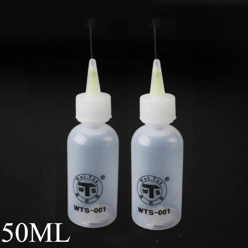50ml Empty Plastic Precision Needle Bottle – Rosin Flux & 502 Glue Dispenser for Soldering, iPhone Repair & Electronics Tools