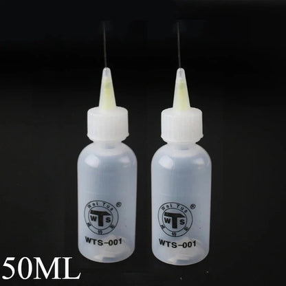 50ml Empty Plastic Precision Needle Bottle – Rosin Flux & 502 Glue Dispenser for Soldering, iPhone Repair & Electronics Tools