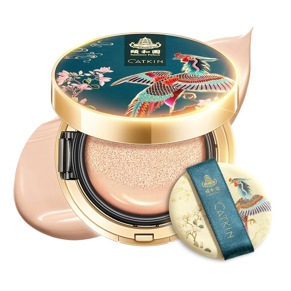 Catkin Phoenix Cushion Foundation – Full Coverage, Sheer Satin Finish, Light Beige with Refill Included