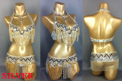 Sexy Belly Dance Costume Set for Women – 2-Piece Bra & Belt Outfit for Sizes 34D/DD,36D/DD,38/D/DDD,40B/C/D,42D/DD