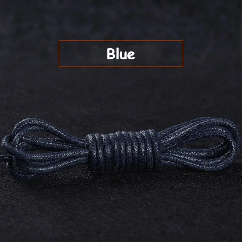 Cotton Waxed Shoe Laces - Round Leather Style Waterproof Replacement Laces for Oxford Shoes & Boots