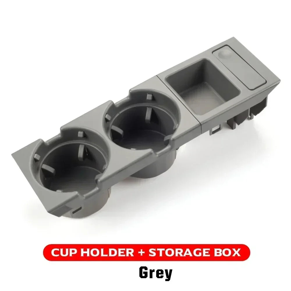 Double Hole Front Center Console Storage Box – Coin & Cup Holder for BMW E46 1999-2006 (51168217953)