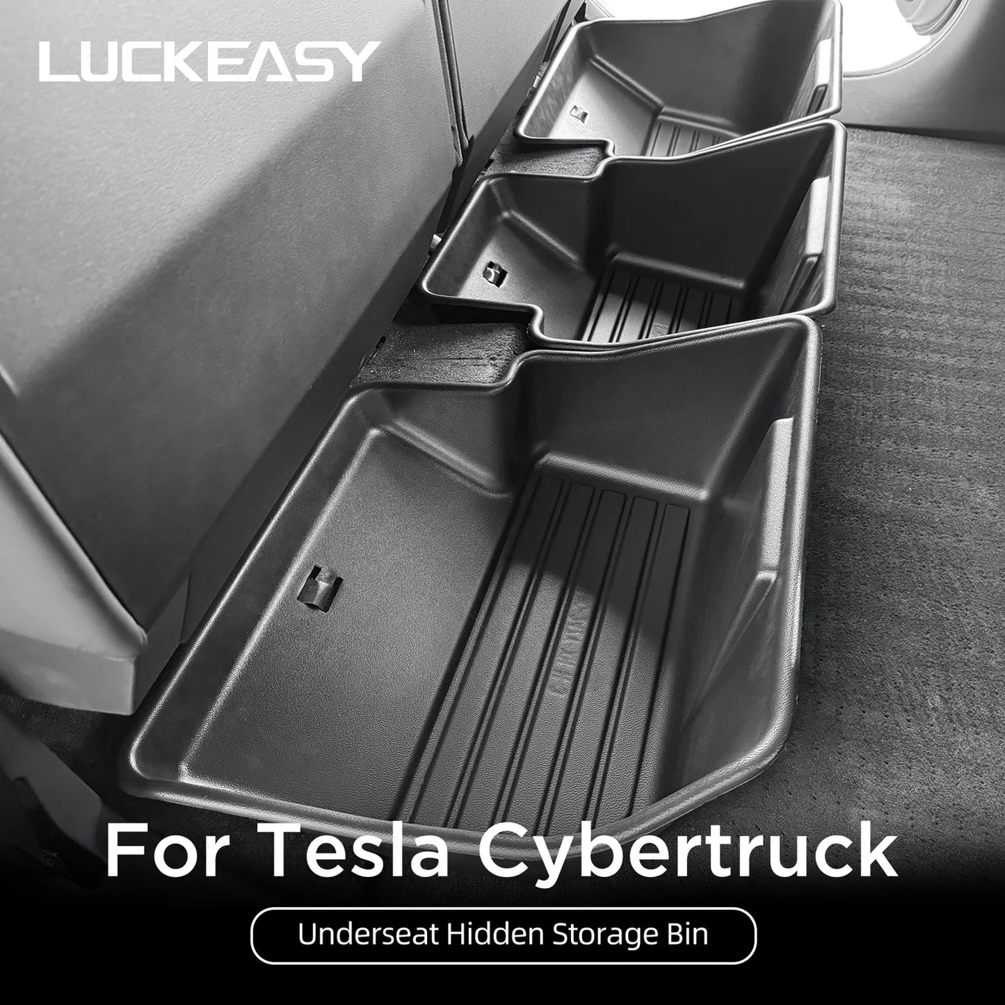 Tesla Cybertruck 2024–2025 Under Seat Storage Box Set – Rear Seat Lower Organizer Case, Car Interior Hidden Storage Accessories