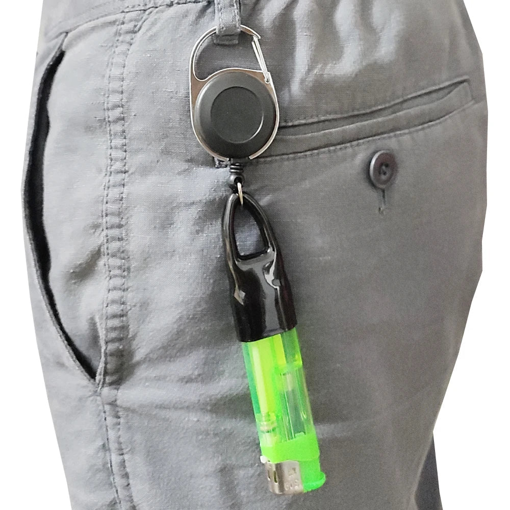 Silicone Lighter Protective Cover with Retractable Keychain - Regular Size Lighter Holder Sleeve Clip for Smoking Accessories - 1 Piece