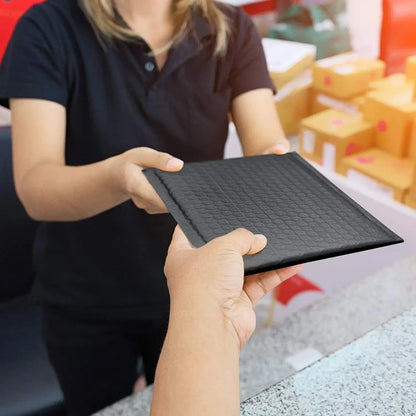 100 Pcs Black Bubble Mailers - Self-Seal Padded Envelopes for Shipping, Poly Green Lining, Secure Packaging Solution
