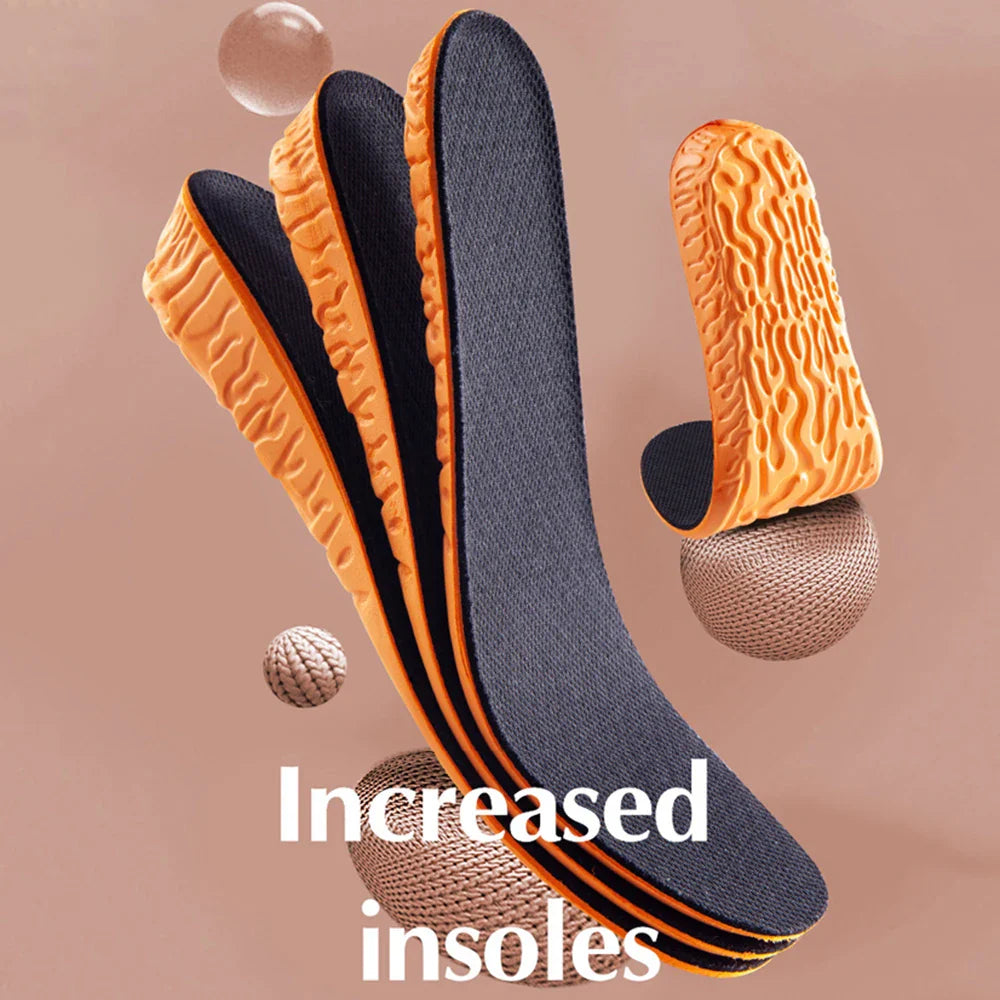 1.5-3.5cm Invisible Height Increase Sport Insoles — Orange EVA Memory Foam Shoe Pads for Men’s Comfort & Foot Care