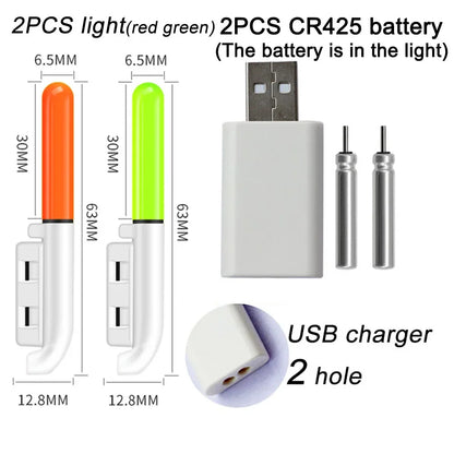 Fishing Electronic Rod Stick Flash Light with CR425 3.6V Lithium Battery – Waterproof LED Luminous Night Fishing Tackle with USB Rechargeable Light Stick Rod Accessory