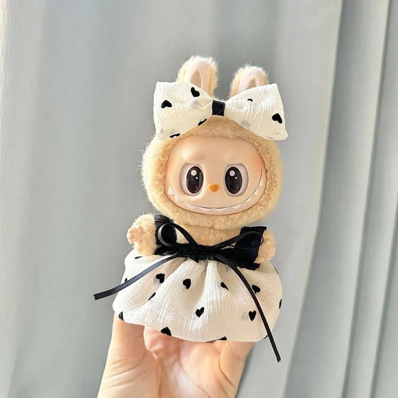17cm Labubu Doll Clothes – Kpop EXO-Inspired Skirt & Sweater Outfit, V1 V2 Idol Clothing Gift
