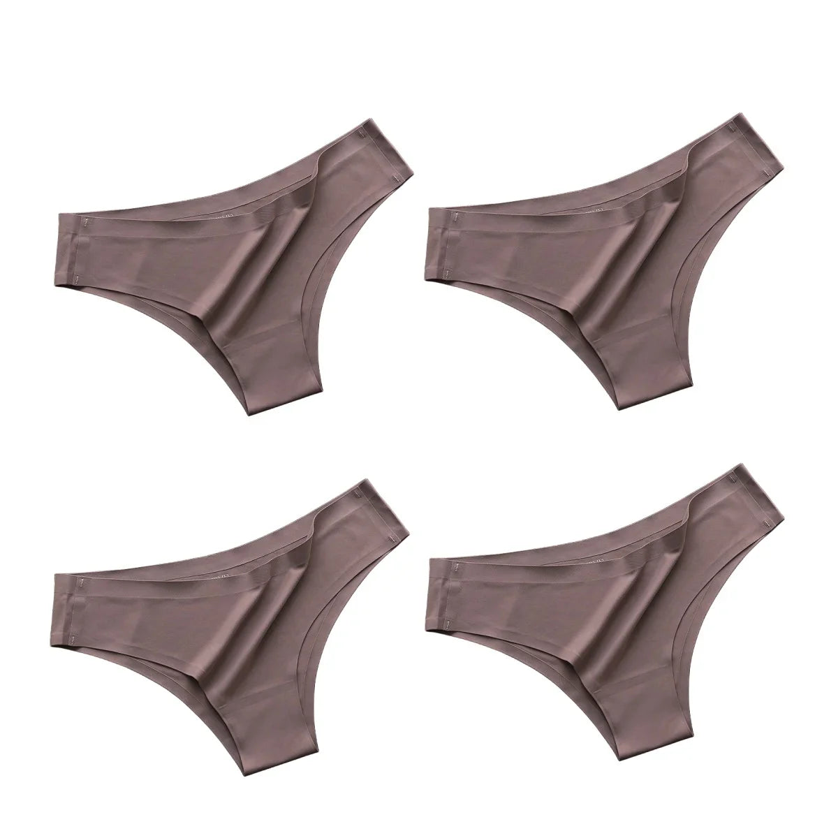 4PCS Seamless Ice Silk Panties Set for Women – Low Waist G-String, Soft Ultra-Thin Sexy Underwear Briefs