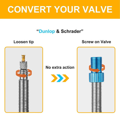 10-Color Aluminum Bicycle Valve Adapter – PRESTA to SCHRADER Converter for Bikes & Cars