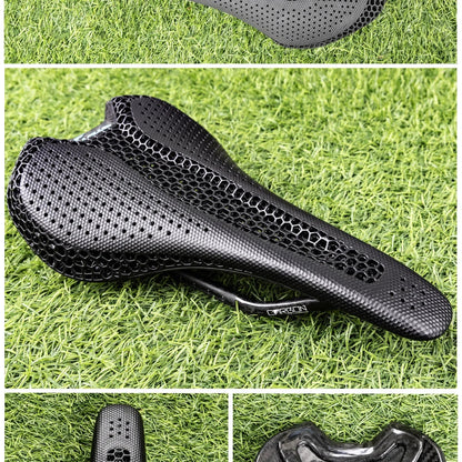 RYET Ultra Full Carbon 3D Printed Bike Saddle — 145mm Lightweight MTB Seat with High Modulus Carbon Fiber Base