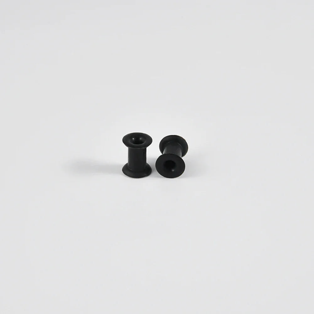 Pair of Supersize Black Silicone Double Flared Ear Tunnel Plugs — Flesh Gauge Expander Stretchers for Piercing