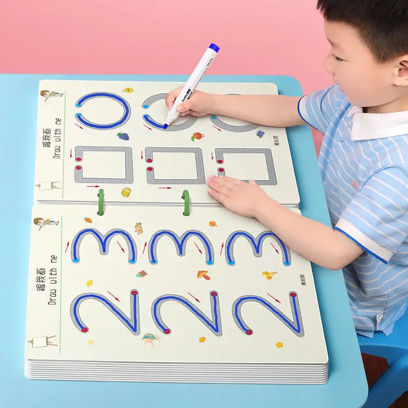 Magical Reusable Tracing Workbook – Montessori Drawing Practice & Control Training Copybook for Kids