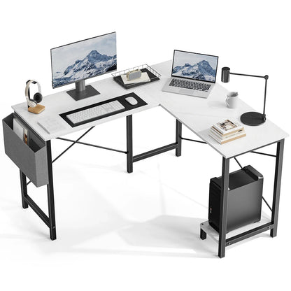 50-Inch Gaming Corner Desk – Wooden Office Writing Table with CPU Storage Shelf & Side Bag for Small Spaces