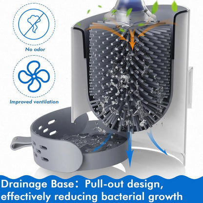 Refillable Toilet Brush with Detergent – Wall-Mounted Long Handle Silicone TPR Brush for Corner Cleaning, Bathroom Tool