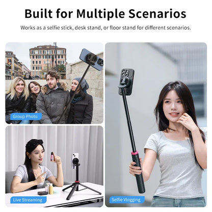 Ulanzi MT-84 1.53M Magsafe Selfie Stick Tripod — Bluetooth Remote Phone Stand for iPhone 16/15, Live Streaming & Vlogging