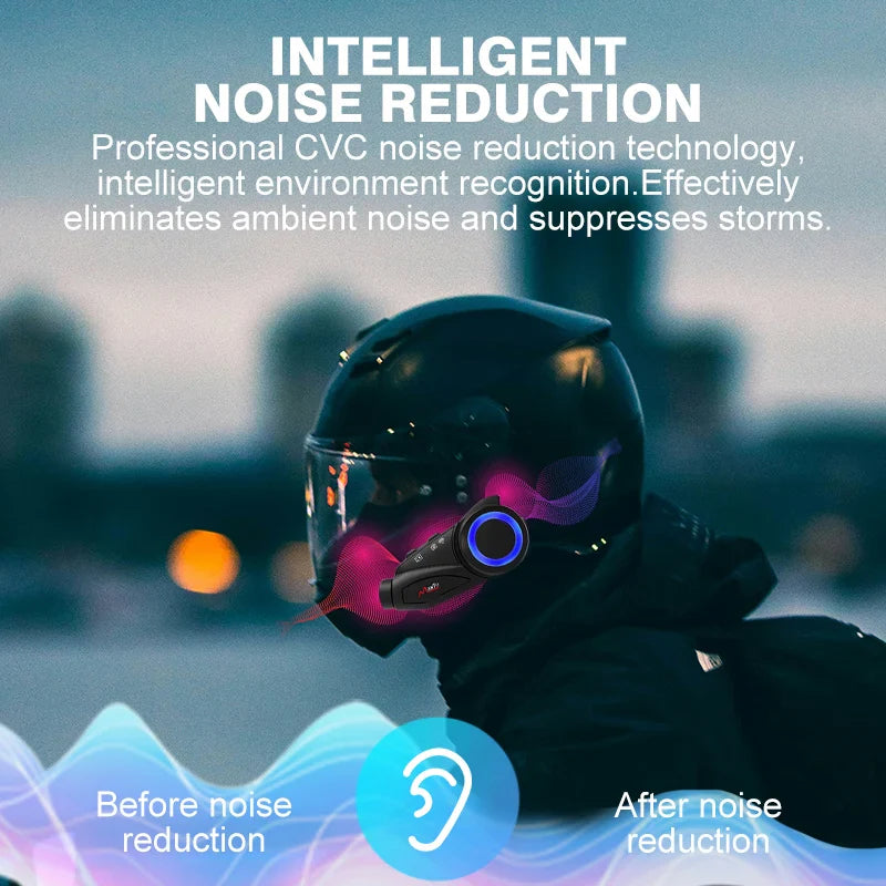 MAXTO M3 Motorcycle Helmet Bluetooth Headset — 1080P WiFi Video Recorder, Waterproof Intercom for 6 Riders, 1000m Range