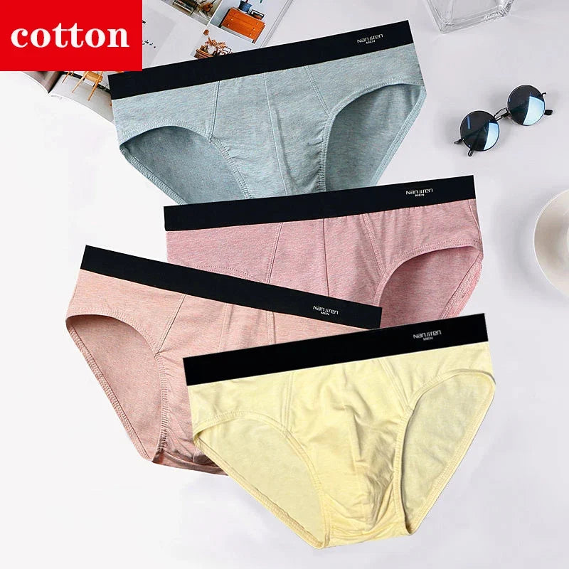 4-Pack Men's Cotton Briefs - Breathable Printed Underwear with Comfortable Fit & Stylish Design