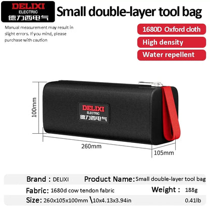 DELIXI ELECTRIC Tool Bag - Portable Oxford Cloth Organizer for Electricians, Carpenters & Home Repairs