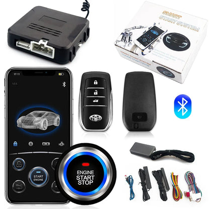 Universal Car Remote Start Stop Kit – Bluetooth Mobile App Engine Start, Keyless Entry, PKE Alarm & Trunk Control System