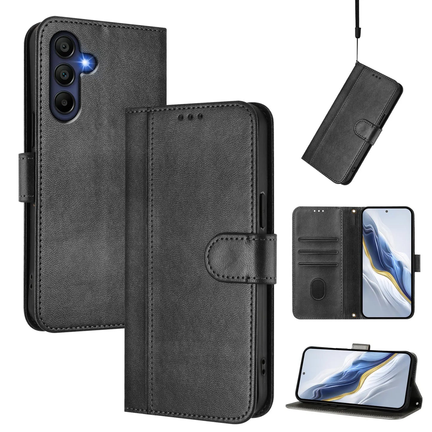 Samsung Galaxy A17 & A07 4G/5G Case - Vintage Leather Flip Wallet Cover with Cash Slots
