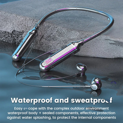 Wireless Earphones 5.3 – Neckband Headphones with LED Display, Stereo Sports Headset, Waterproof Magnetic Earbuds for Gaming