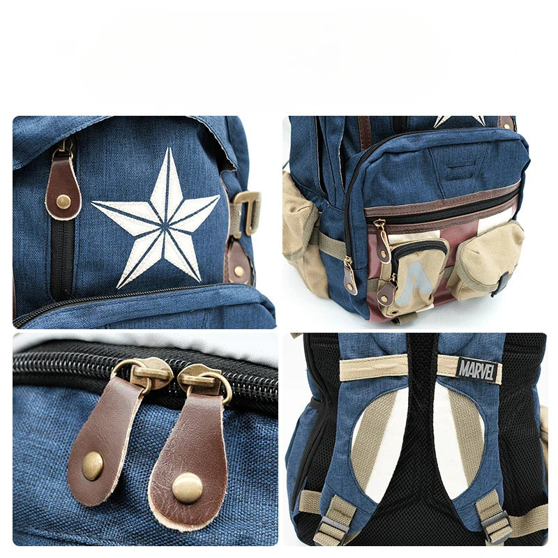 Marvel Avengers Deadpool & Captain America Backpack – High Capacity Anime Cartoon Travel & Leisure Bag