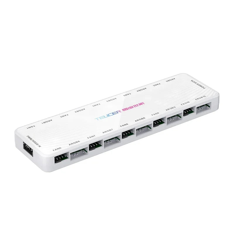 TEUCER LP-10 ARGB/PWM Fan Hub - 2-in-1 PC Fan Controller & ARGB Lighting Adapter