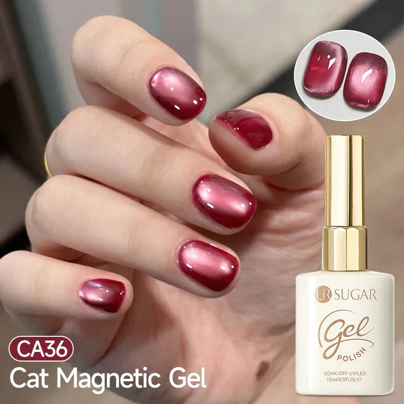UR SUGAR 15ml Magnetic Cat Eye Gel Polish - Sparkling Silver Glitter UV LED Soak Off Nail Gel