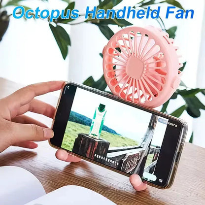 Mini Octopus Stroller Fan – Handheld USB Charging Bladeless Fan, Small Folding Silent Fan for Table, Outdoor, and Baby Use