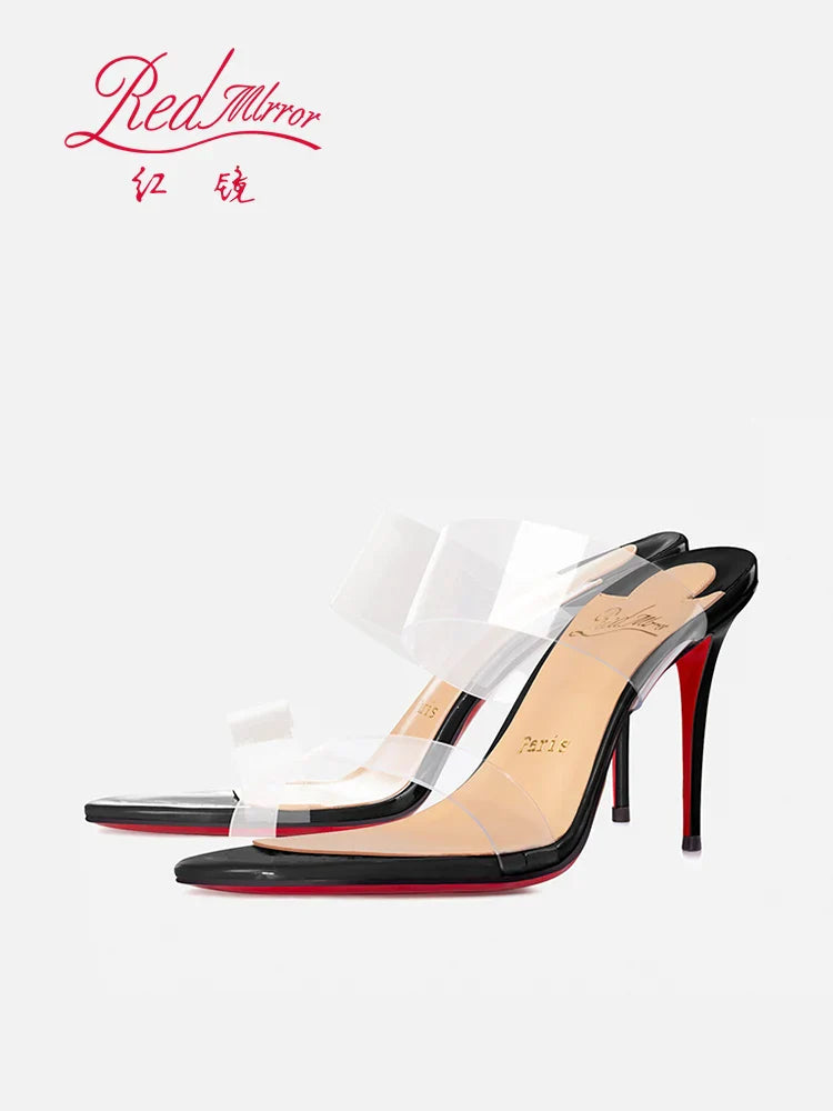Red Sole Transparent High Heels — Summer PVC Open-Toe Handmade Women’s Sandals