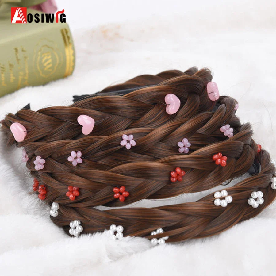 Synthetic Fishbone Braided Headband – Bohemian Plaited Hairpiece for Women Hairstyling