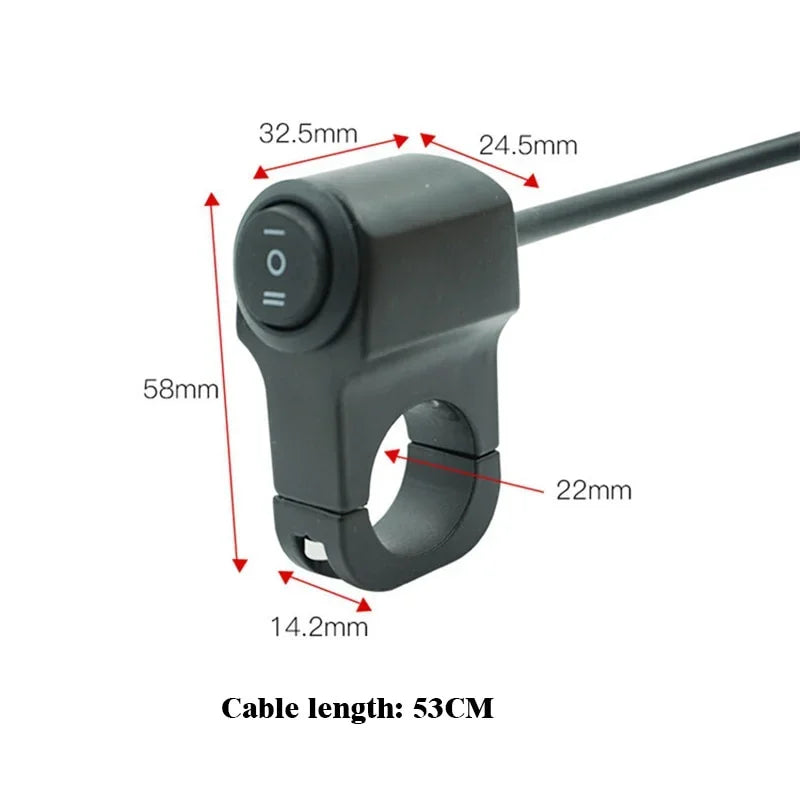 22cm Aluminum Alloy Motorcycle Handlebar Switch - 3 Position Waterproof 12V Fog Light Spotlight Control Retro Accessory
