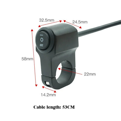 22cm Aluminum Alloy Motorcycle Handlebar Switch - 3 Position Waterproof 12V Fog Light Spotlight Control Retro Accessory
