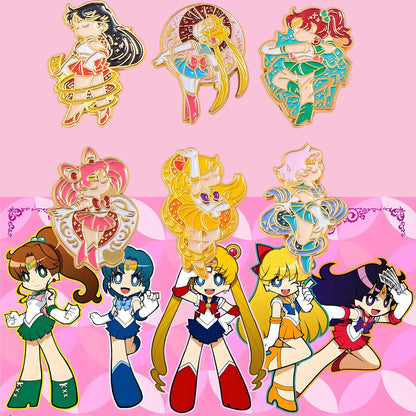 6PCS Anime Star & Moon Metal Keychains — Sailor Moon Tsukino Usagi & Luna Cat Cosplay Props, Pendant Jewelry Ornament