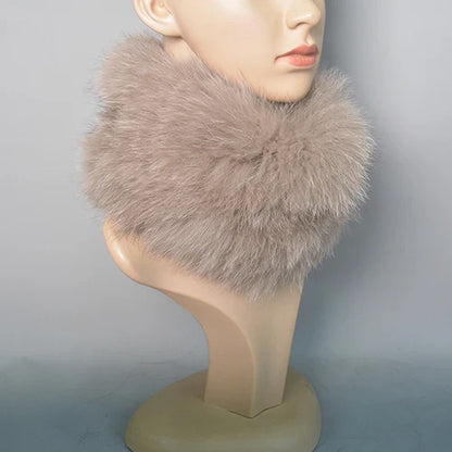 2025 Real Fox Fur Scarf and Headband – Luxury Winter Neck Warmer for Women, 100% Natural Fur, Elastic Ring Muffler
